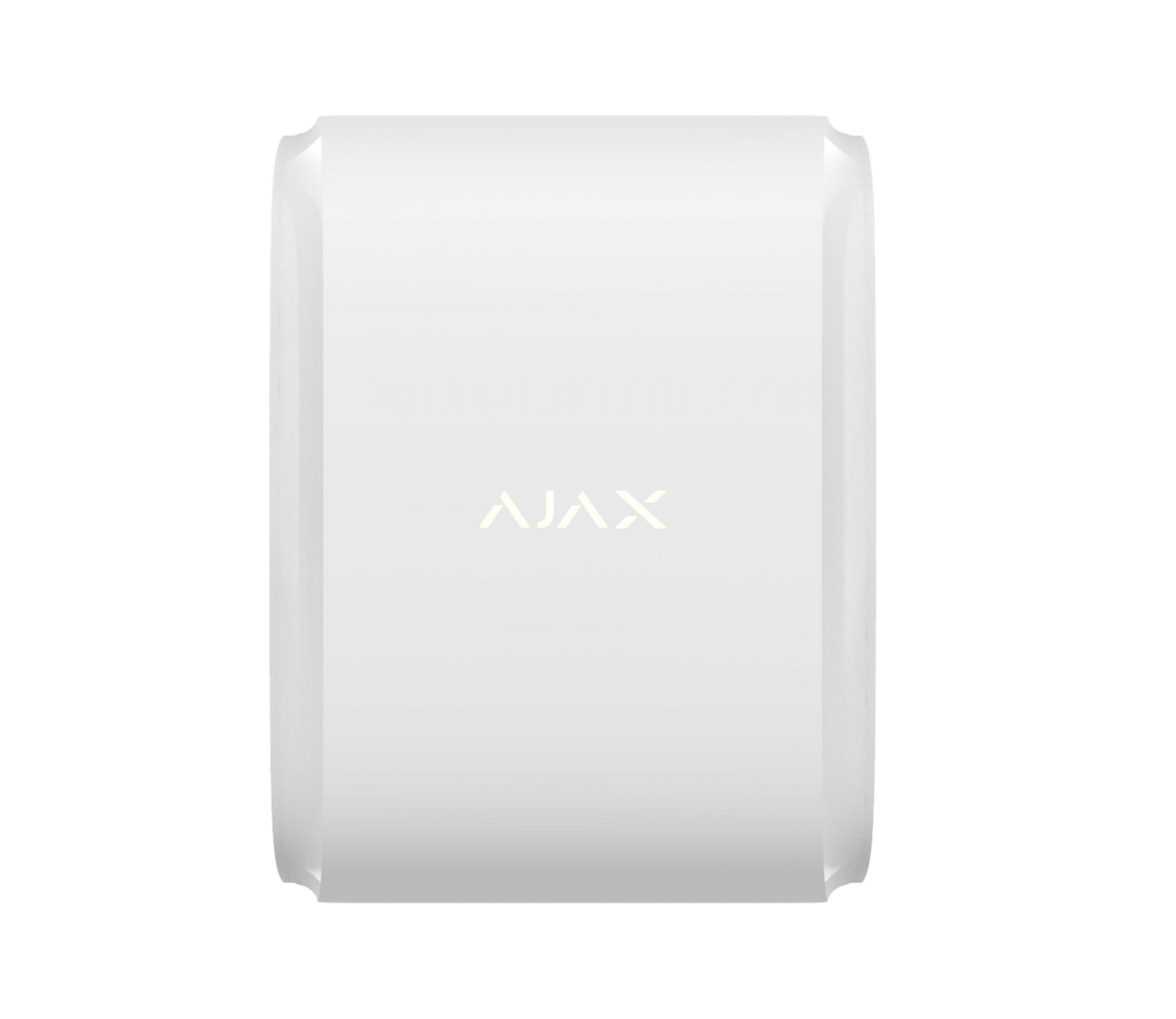 White Ajax dual curtain outdoor motion sensor , front view for home and business security