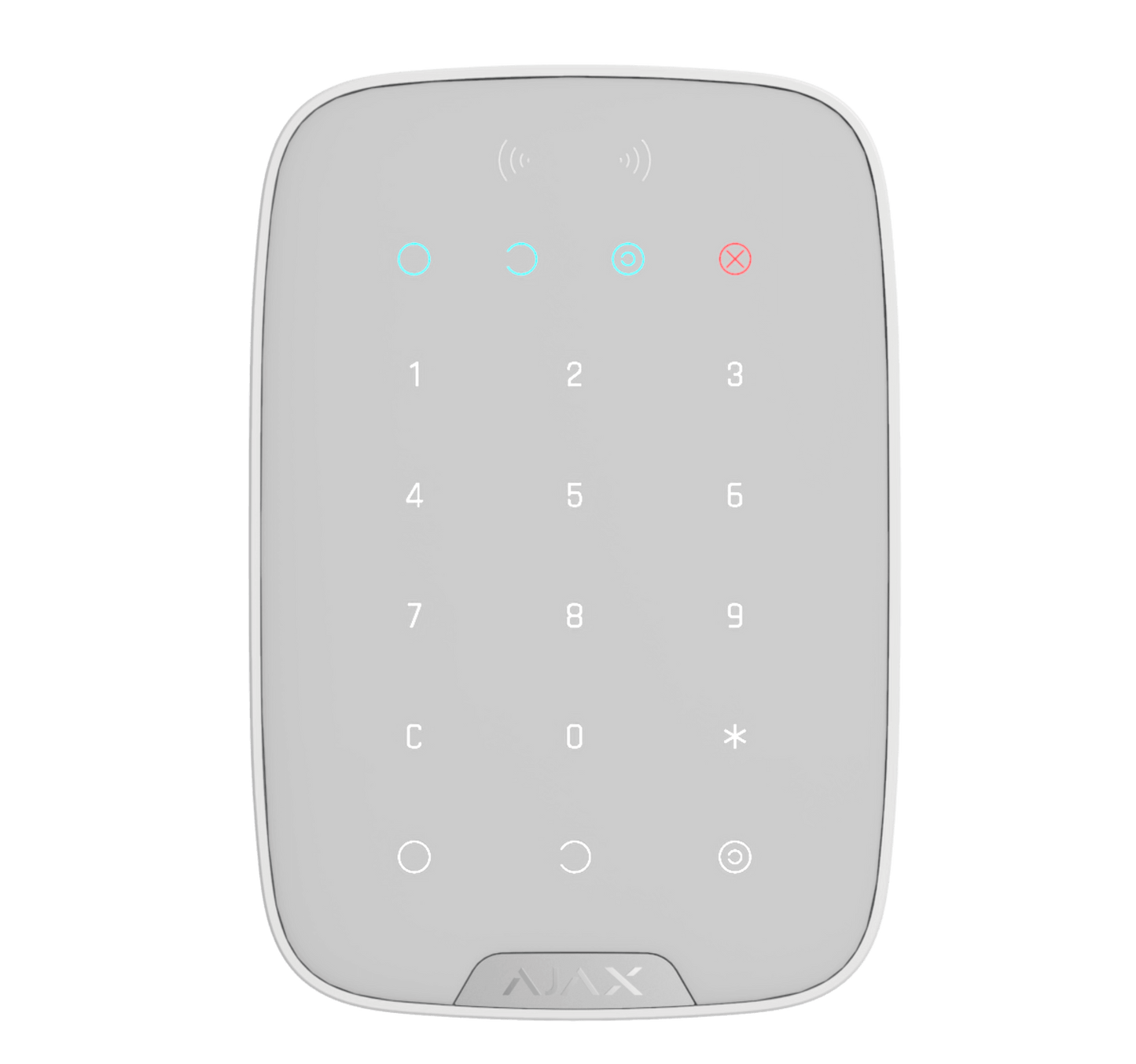 White Ajax KeyPad a practical numerical keypad for alarm system control, 150 × 103 × 14 mm in size , 197grams in weight for smart home and business security