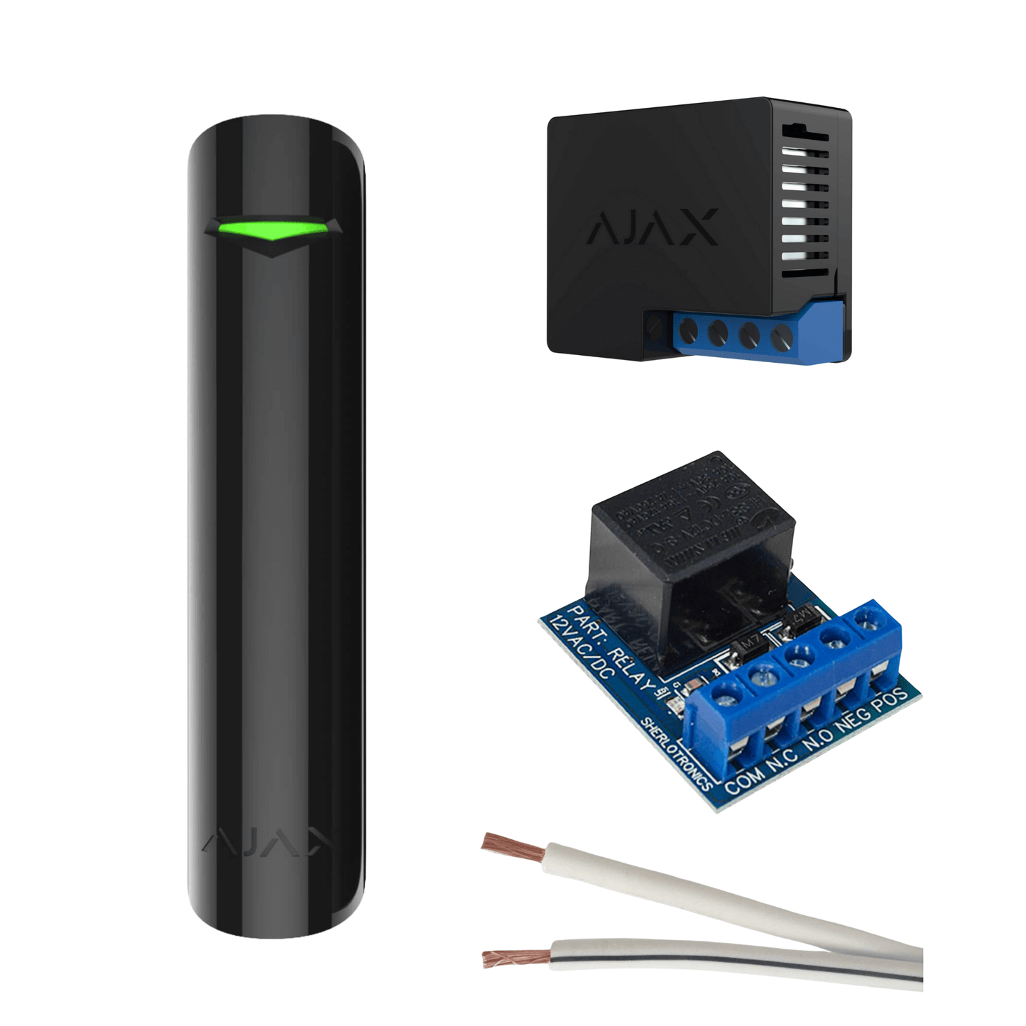 Ajax Electric fence DIY Kit, contents include Ajax DoorProtect, Ajax Relay, 50cm Ripcord cable