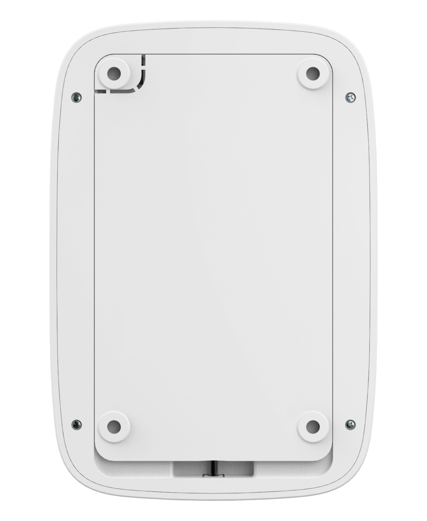 White Ajax KeyPad a practical numerical keypad for alarm system control, 150 × 103 × 14 mm in size , 197grams in weight for smart home and business security, backside view