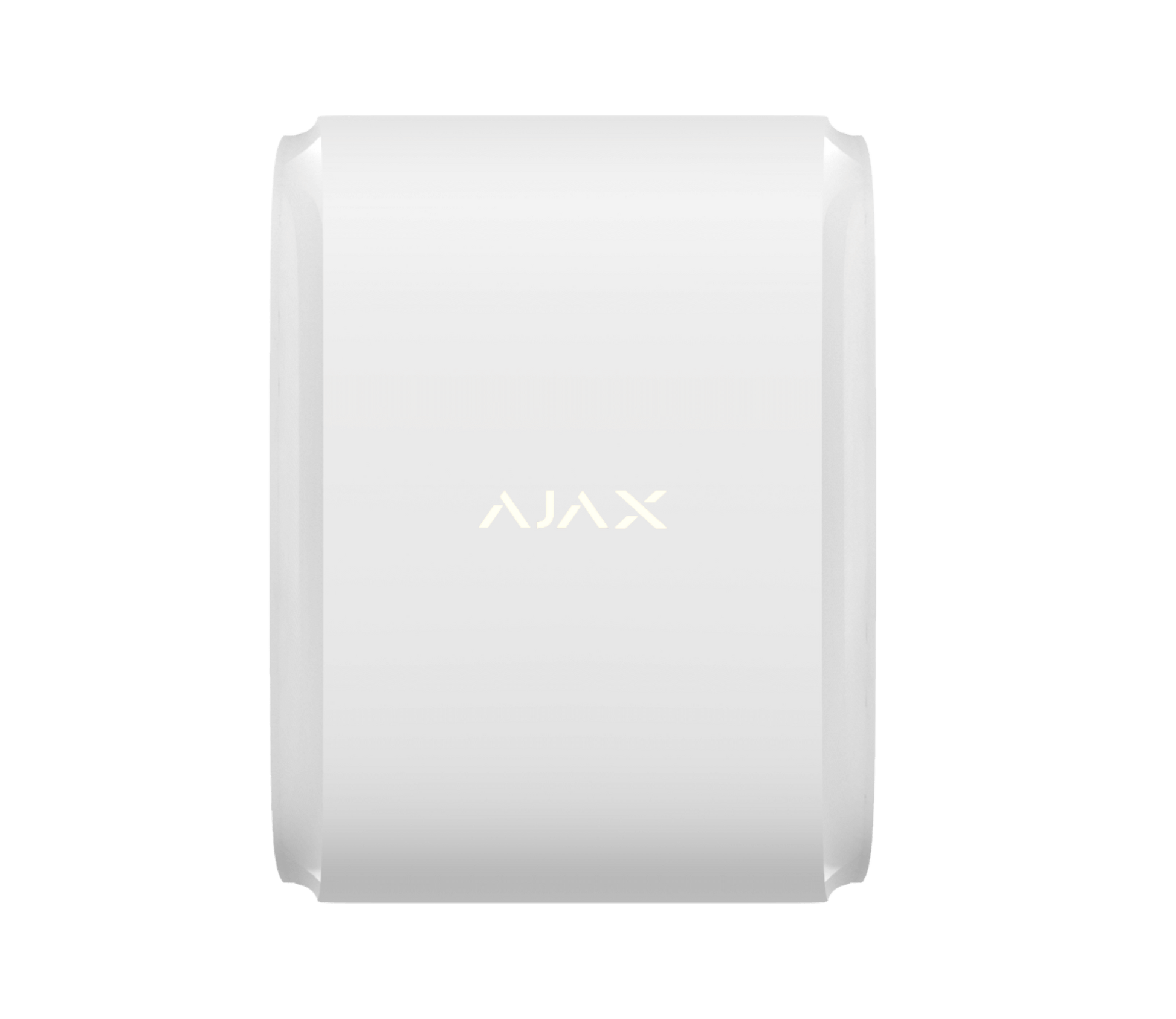 White Ajax dual curtain outdoor motion sensor , front view for home and business security