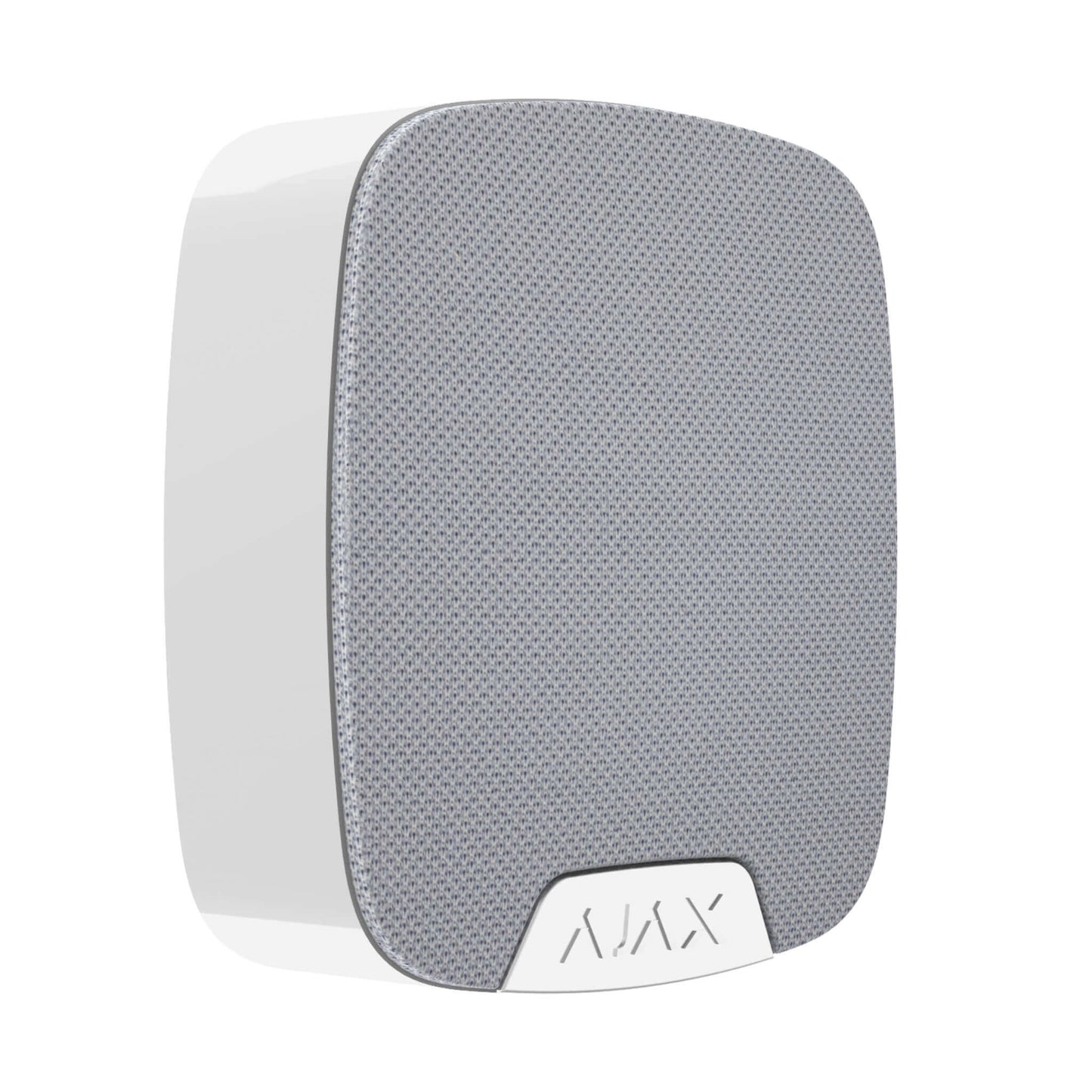 White Ajax HomeSiren, security siren for home 75х76х27 mm in size , 97 g in weight, side view of device