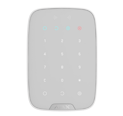 White Ajax KeyPad a practical numerical keypad for alarm system control,  150 × 103 × 14 mm in size , 197grams in weight for smart home and business security