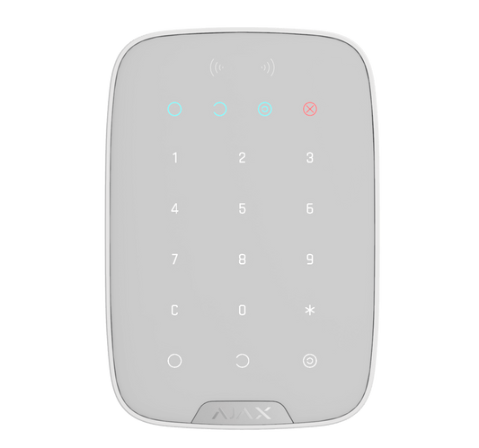 White Ajax KeyPad a practical numerical keypad for alarm system control,  150 × 103 × 14 mm in size , 197grams in weight for smart home and business security
