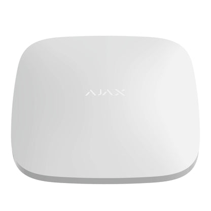 White Ajax hub 2 plus front view of hub 2 plus, 163 × 163 × 36 mm in size , 351g in weight Ajax Hub 2 plus for home and business security