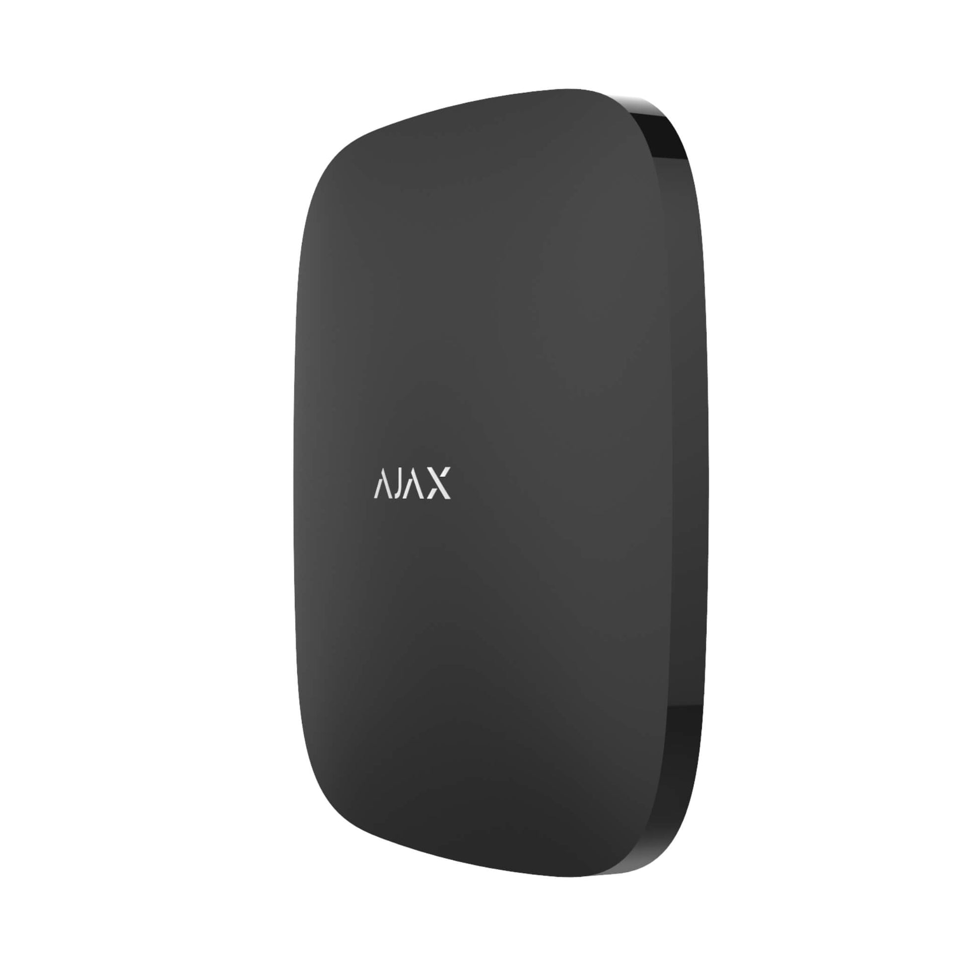 Ajax Security Systems Black ReX Radio range extender for Ajax Systems, for Home and Business security, 163 × 163 × 36 mm in size, 330 grams in weight , rated for Indoor use IP50, Side view of Device.