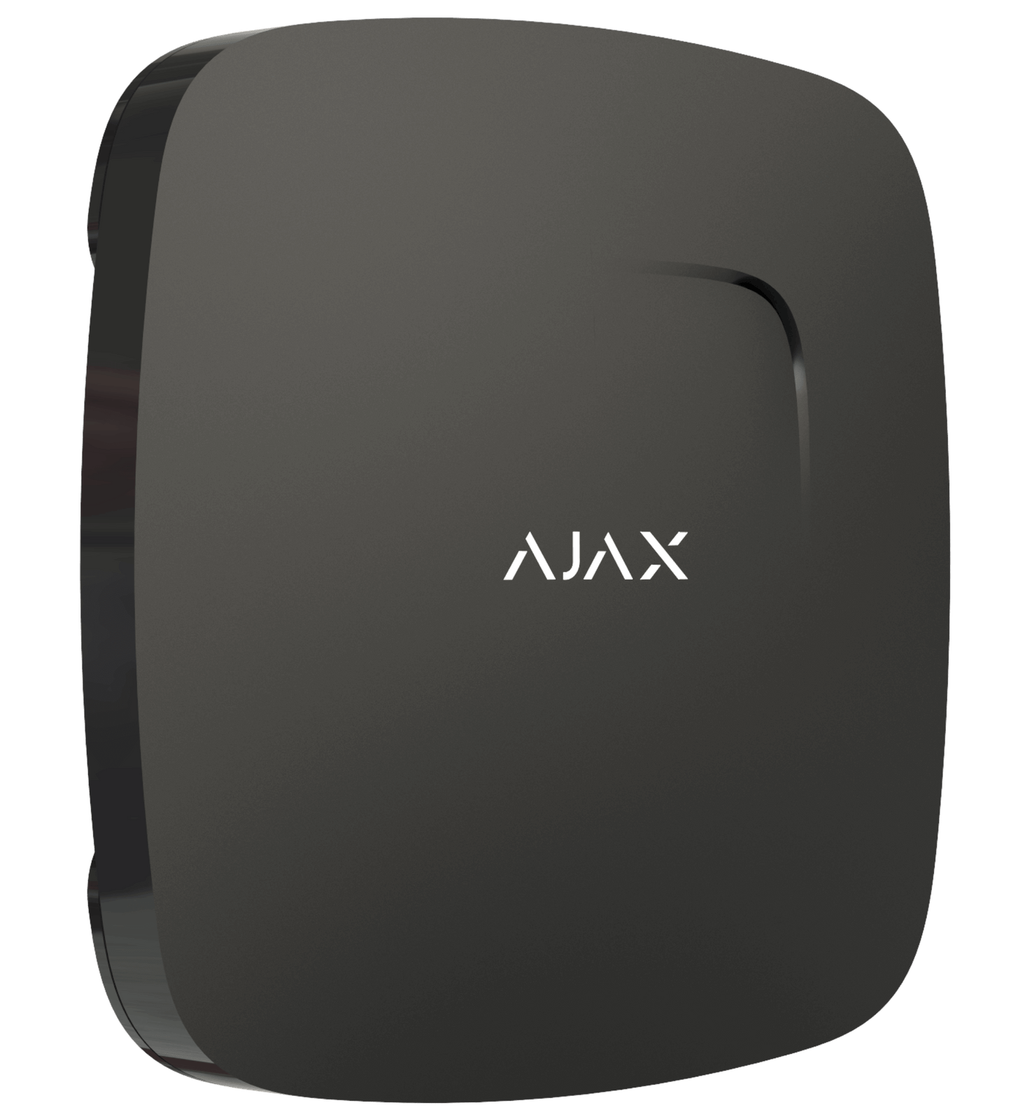 Black Ajax FireProtect plus fire sensor, turned view