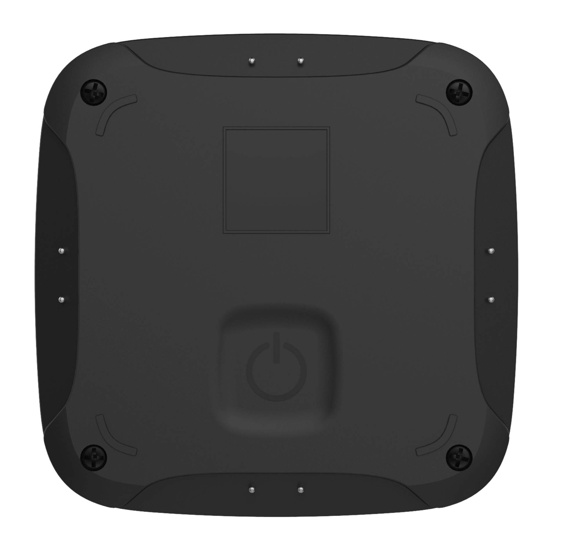 Black Ajax LeaksProtect a leak detection device for home and business security and flooding detection.  56 × 56 × 14 mm in size, 61 grams in weight, back view of device, IP65 rated