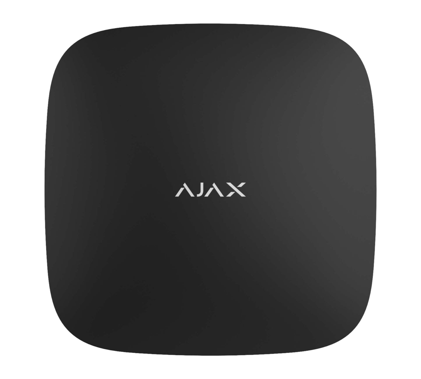 Ajax Security Systems Black ReX Radio range extender for Ajax Systems, for Home and Business security, 163 × 163 × 36 mm in size, 330 grams in weight , rated for Indoor use IP50, Front view of Device.