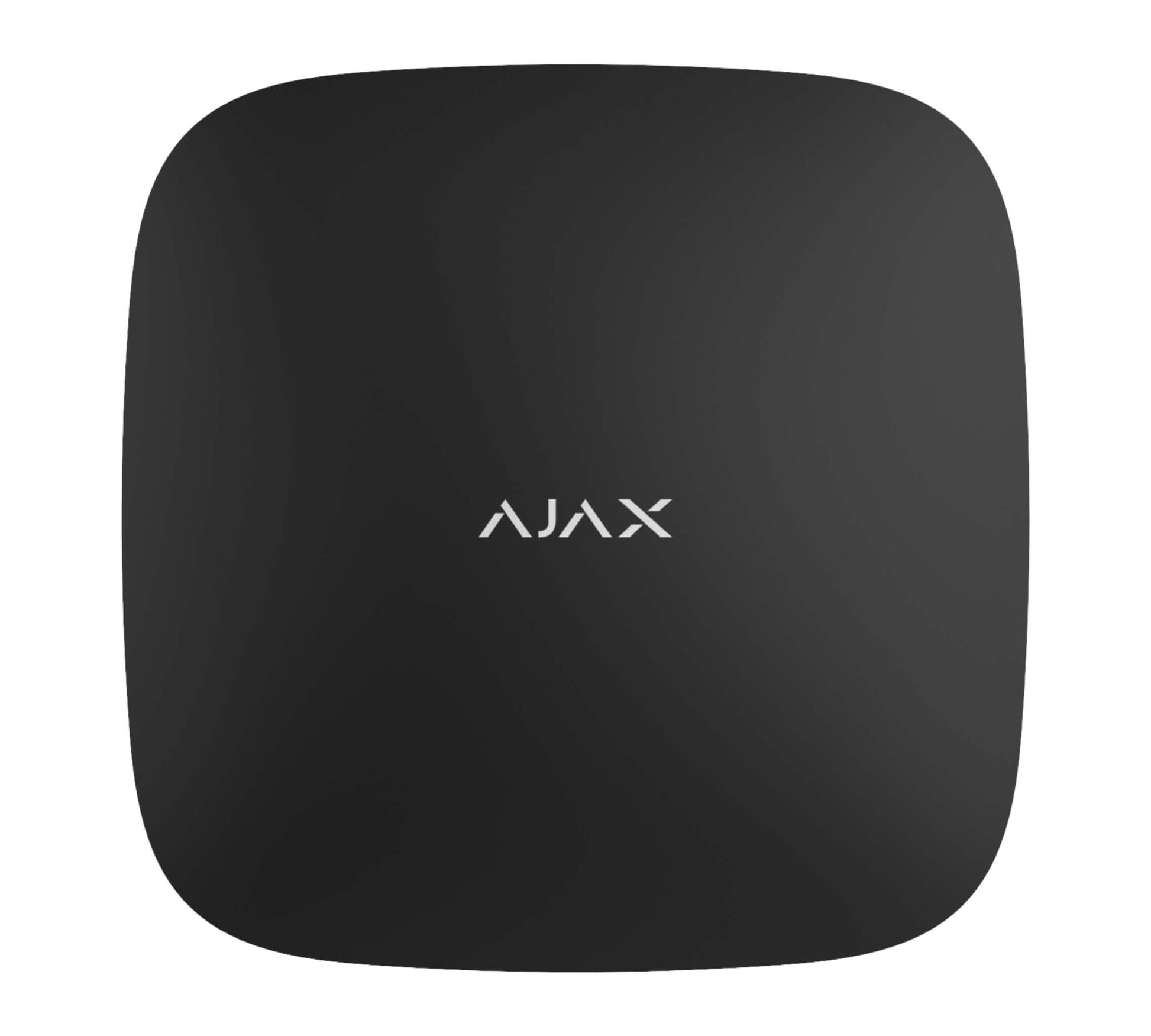 Ajax Security Systems Black ReX Radio range extender for Ajax Systems, for Home and Business security, 163 × 163 × 36 mm in size, 330 grams in weight , rated for Indoor use IP50, Front view of Device.