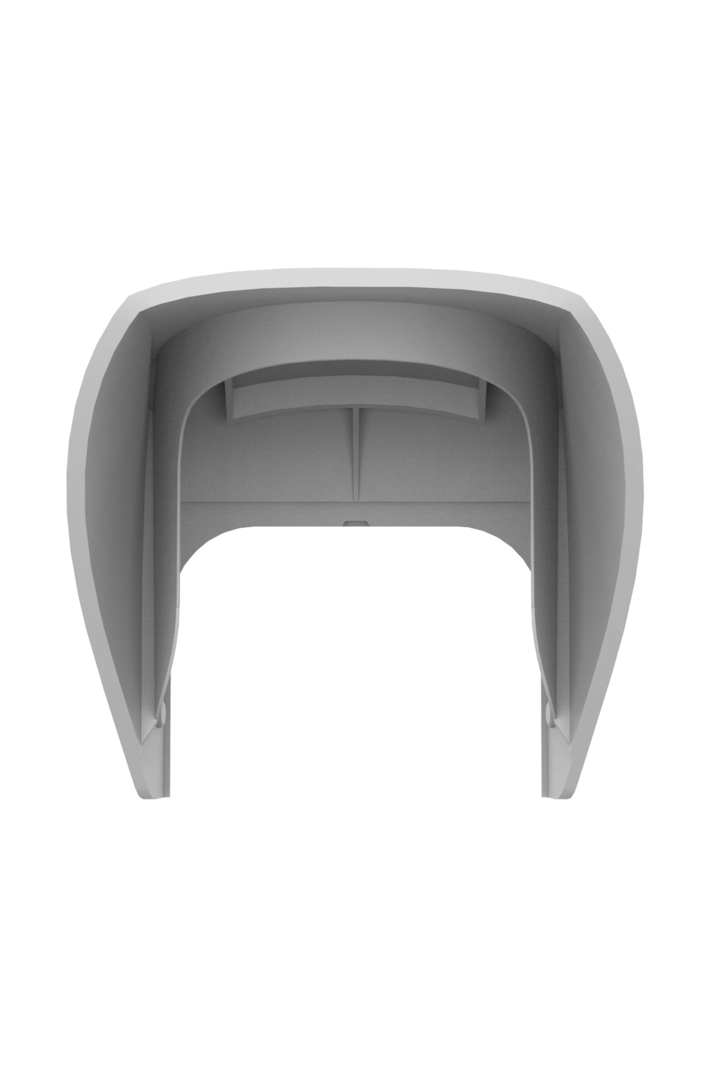 White Ajax hood for the Ajax MotionProtect outdoor motion detector, 110 × 96 × 90 mm in size. 71 g in weight. Made from Plastic, Front view of product