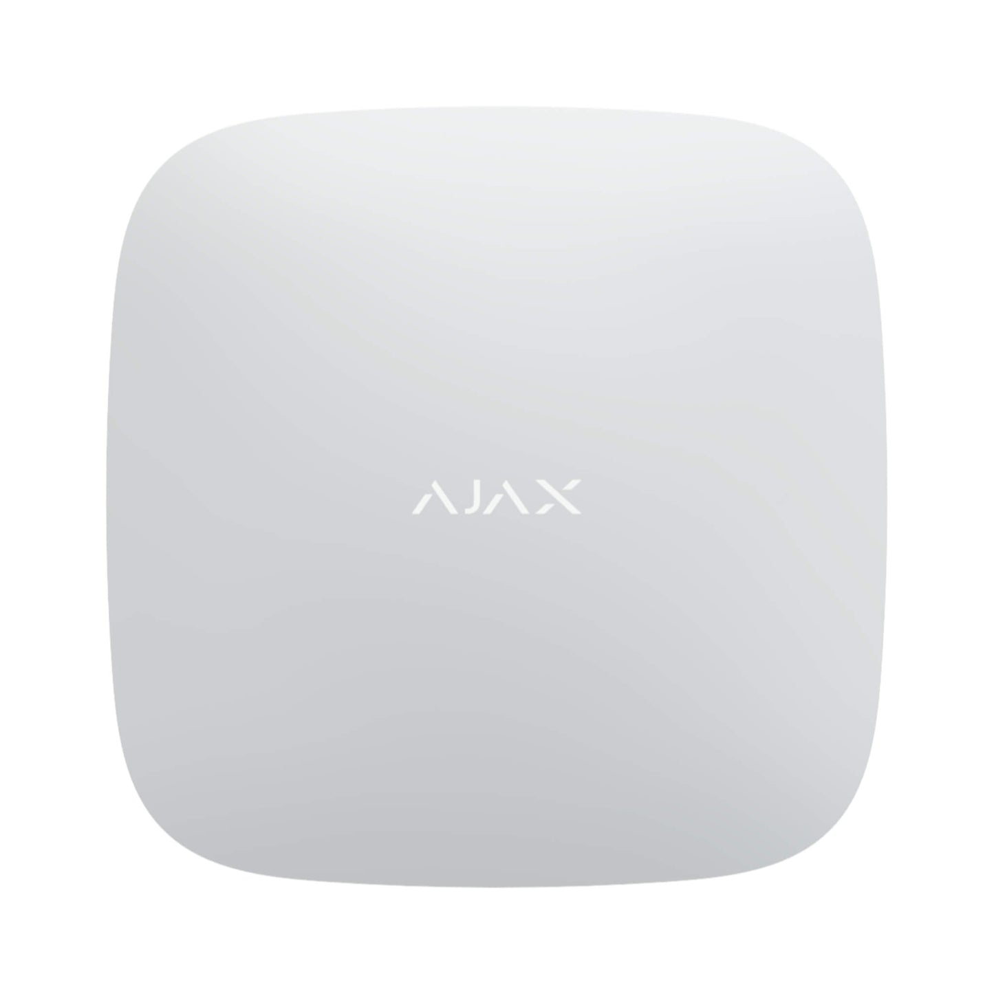 Ajax Security Systems White ReX Radio range extender for Ajax Systems, for Home and Business security, 163 × 163 × 36 mm in size, 330 grams in weight , rated for Indoor use IP50, Front view of Device.