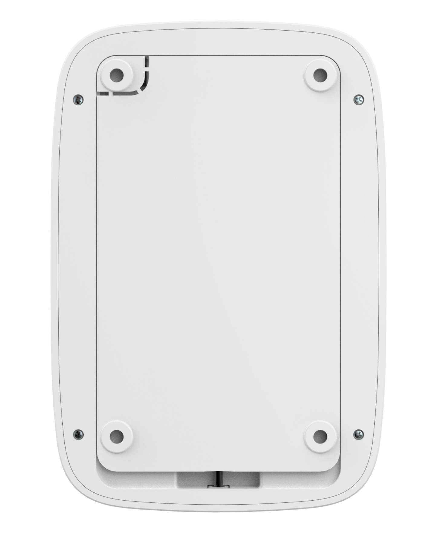 White Ajax KeyPad a practical numerical keypad for alarm system control,  150 × 103 × 14 mm in size , 197grams in weight for smart home and business security, backside view